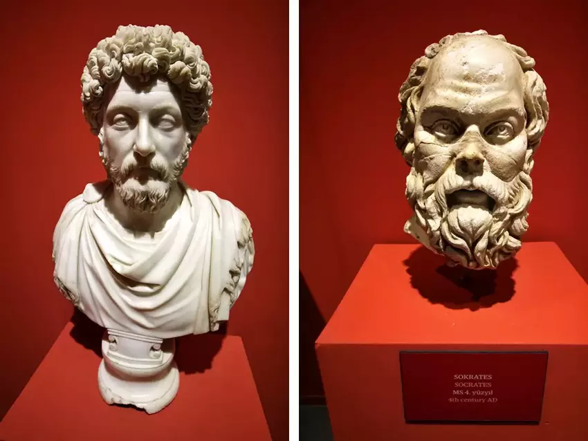 Bust of Emperor Marcus Aurelius and Sokrates
