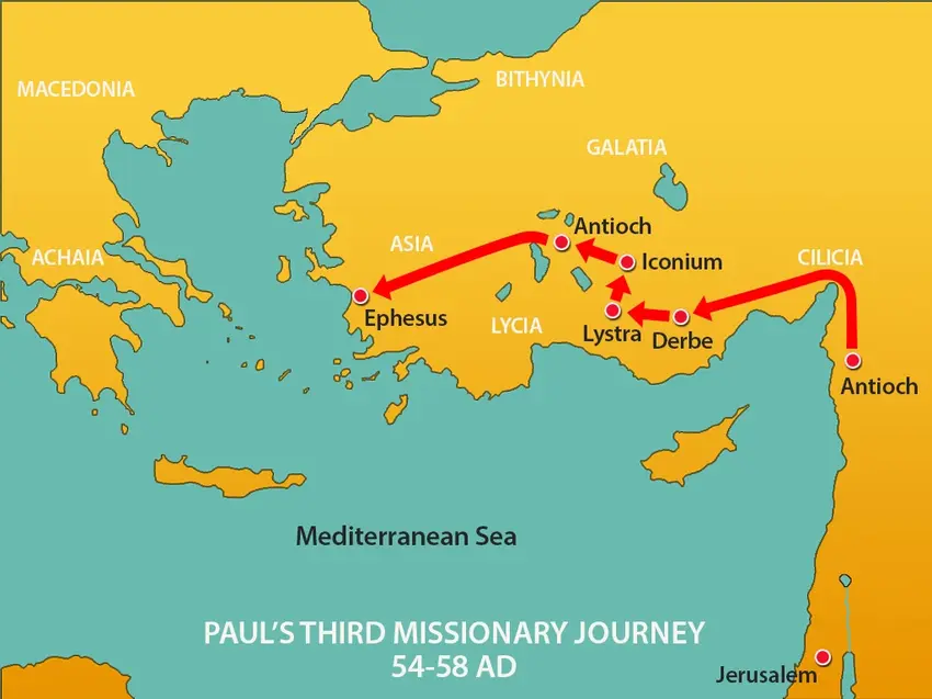 st pauls third missionary journey map
